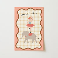 Star of the Show Nursery Print - Circus Elephant and Ballerina Wall Art, Circus Nursery Decor