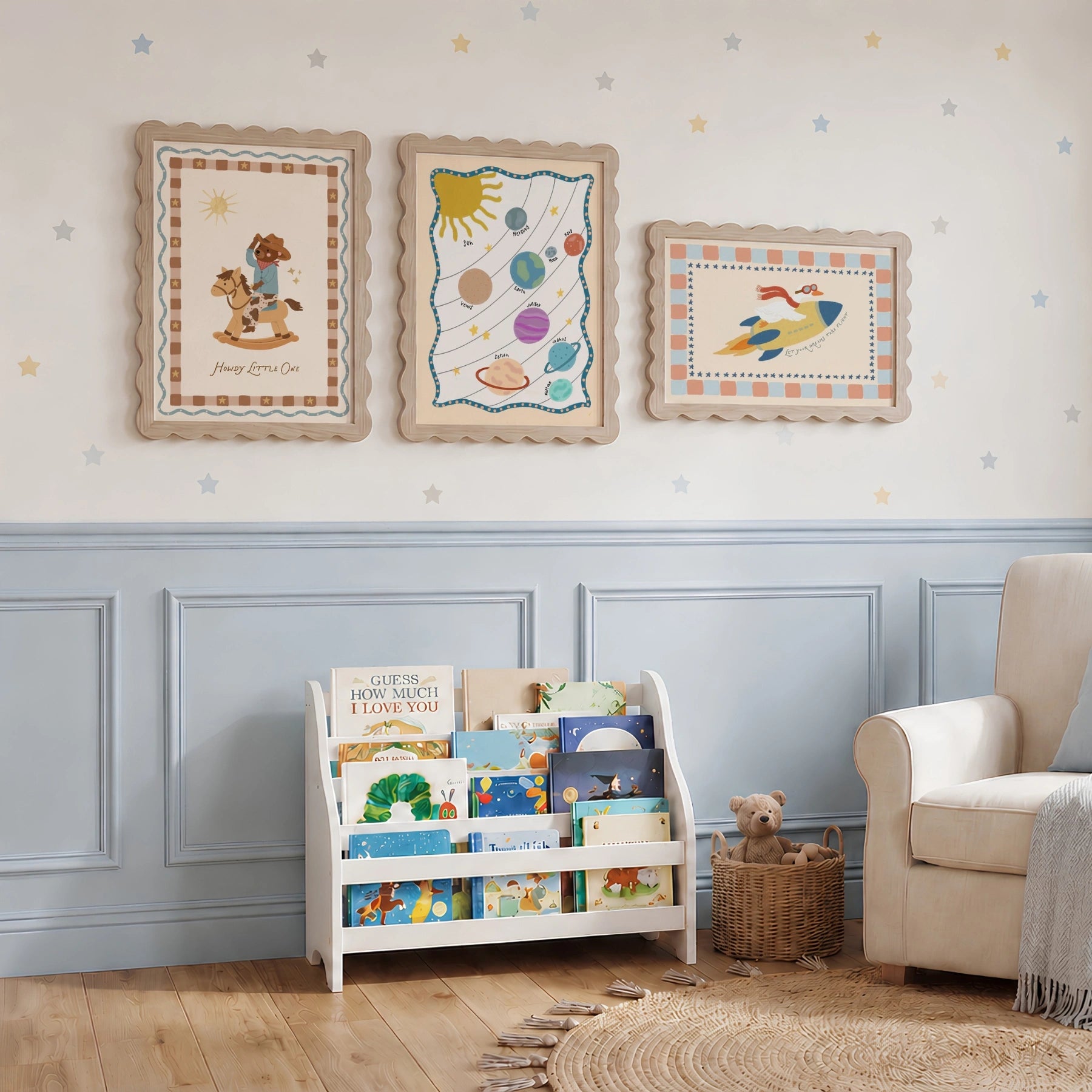 Set de 3 láminas infantiles de galaxia