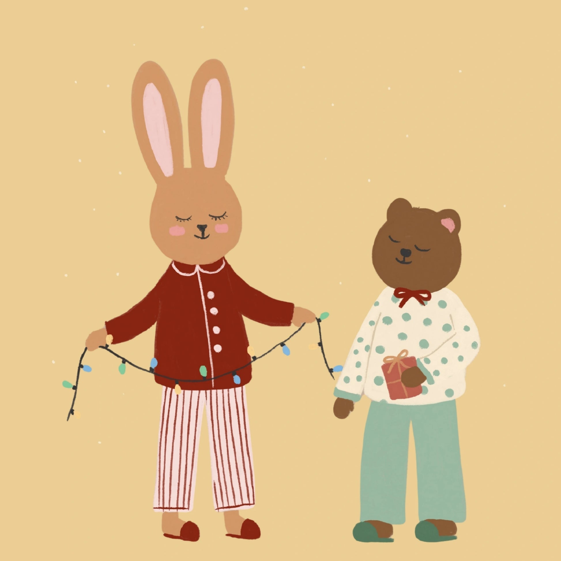 Bunny and Bear Christmas Wall Art