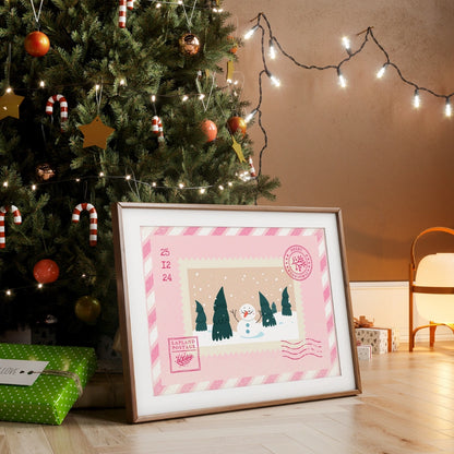 Lapland Christmas Stamp Art - Whimsical Xmas Wall Decor