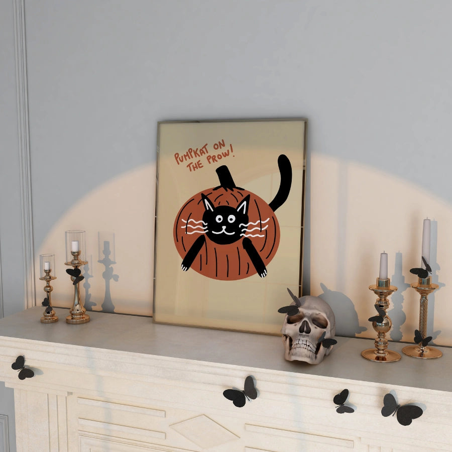 Pumpkin Cat Wall Art – Funny Halloween Print