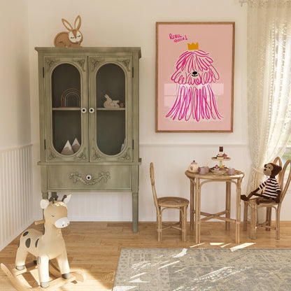 Rebel Queen Dog Wall Art - Pink Poodle Poster