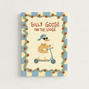 Silly Goose on a Scooter – Nursery & Kids Canvas Wall Art