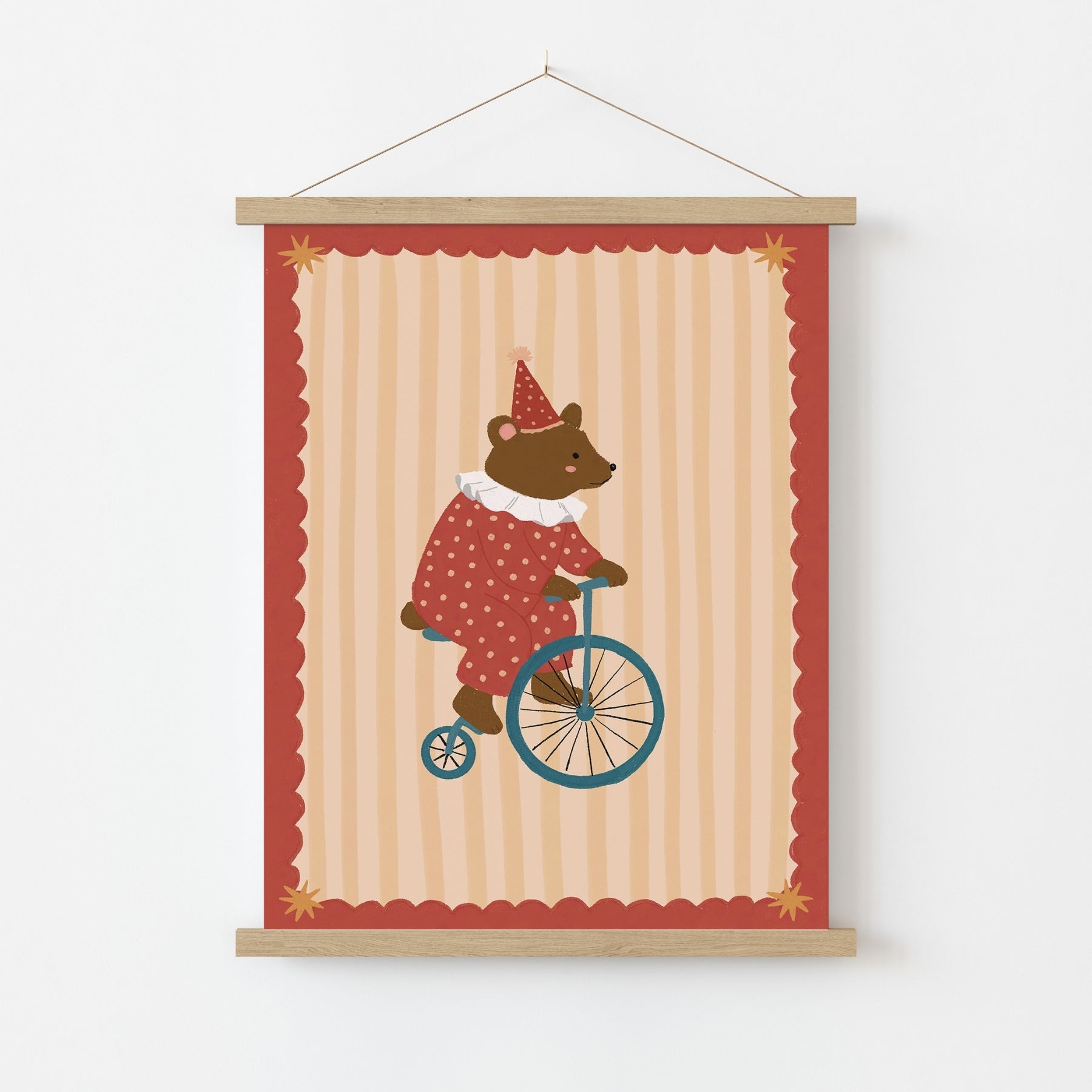 Lámina Vintage de Oso de Circo para Guardería