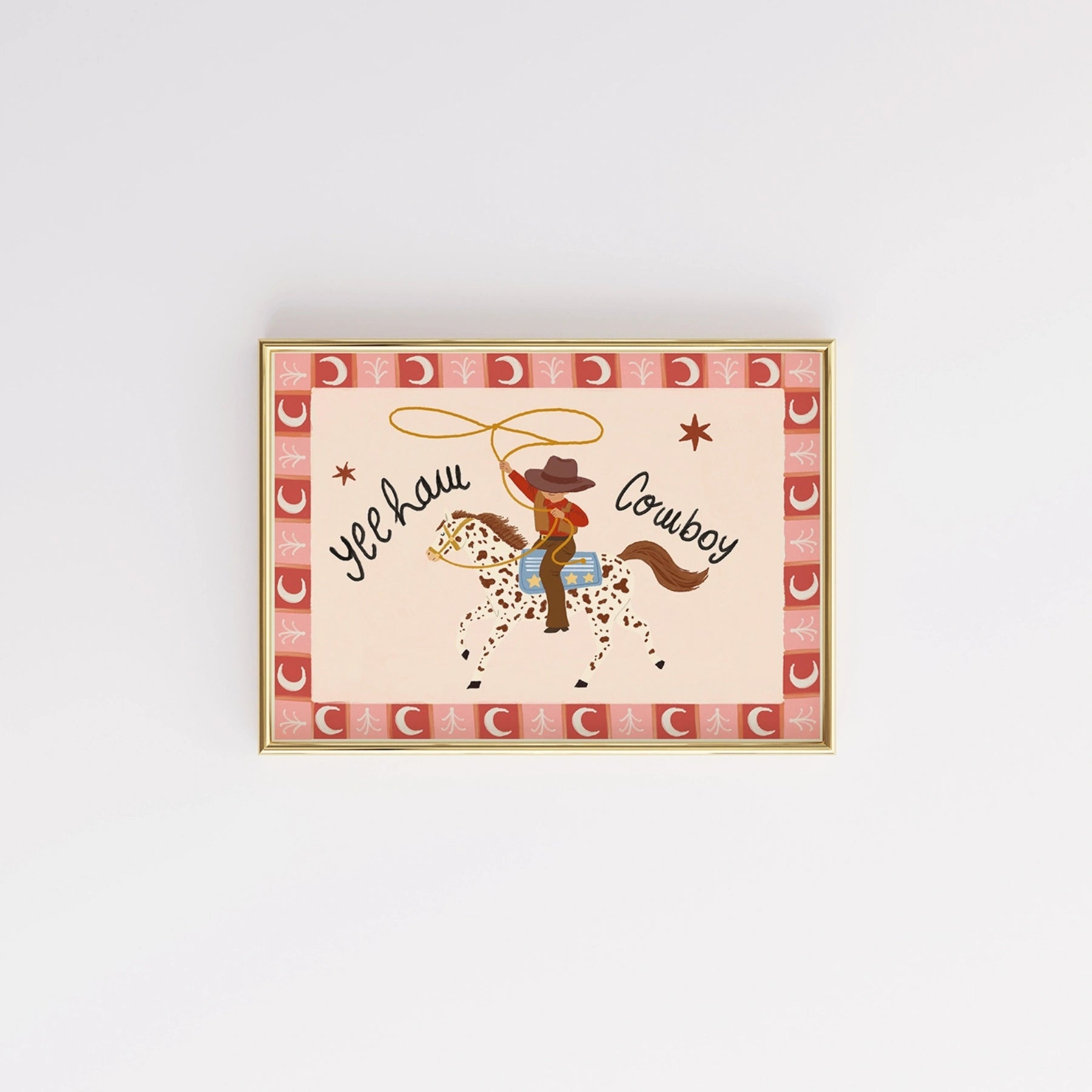 Stampa da parete per cameretta cowboy con scritta “Yeehaw”