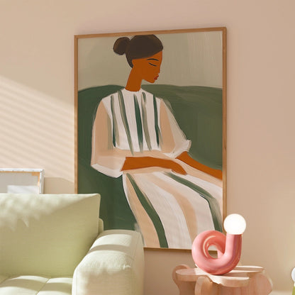 Tranquil Muse Wall Art – Minimalist Woman Portrait