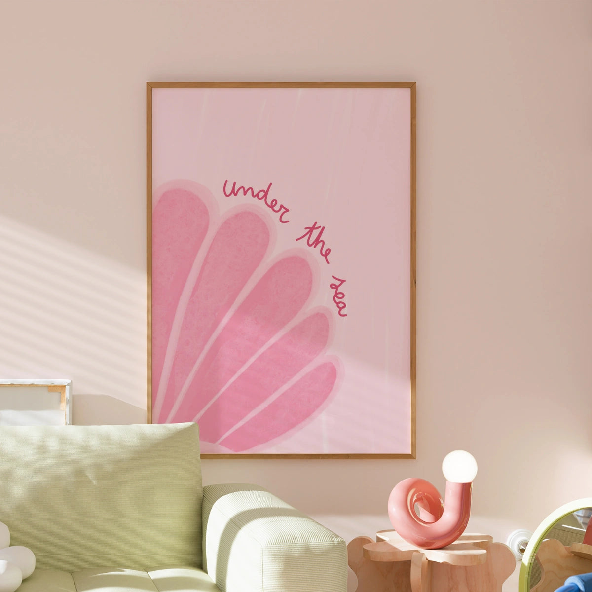 Under the Sea Wall Art Print - Pink Seashell Coastal Poster