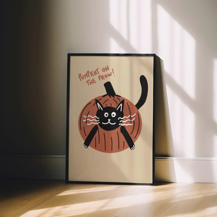 Pumpkin Cat Wall Art – Funny Halloween Print