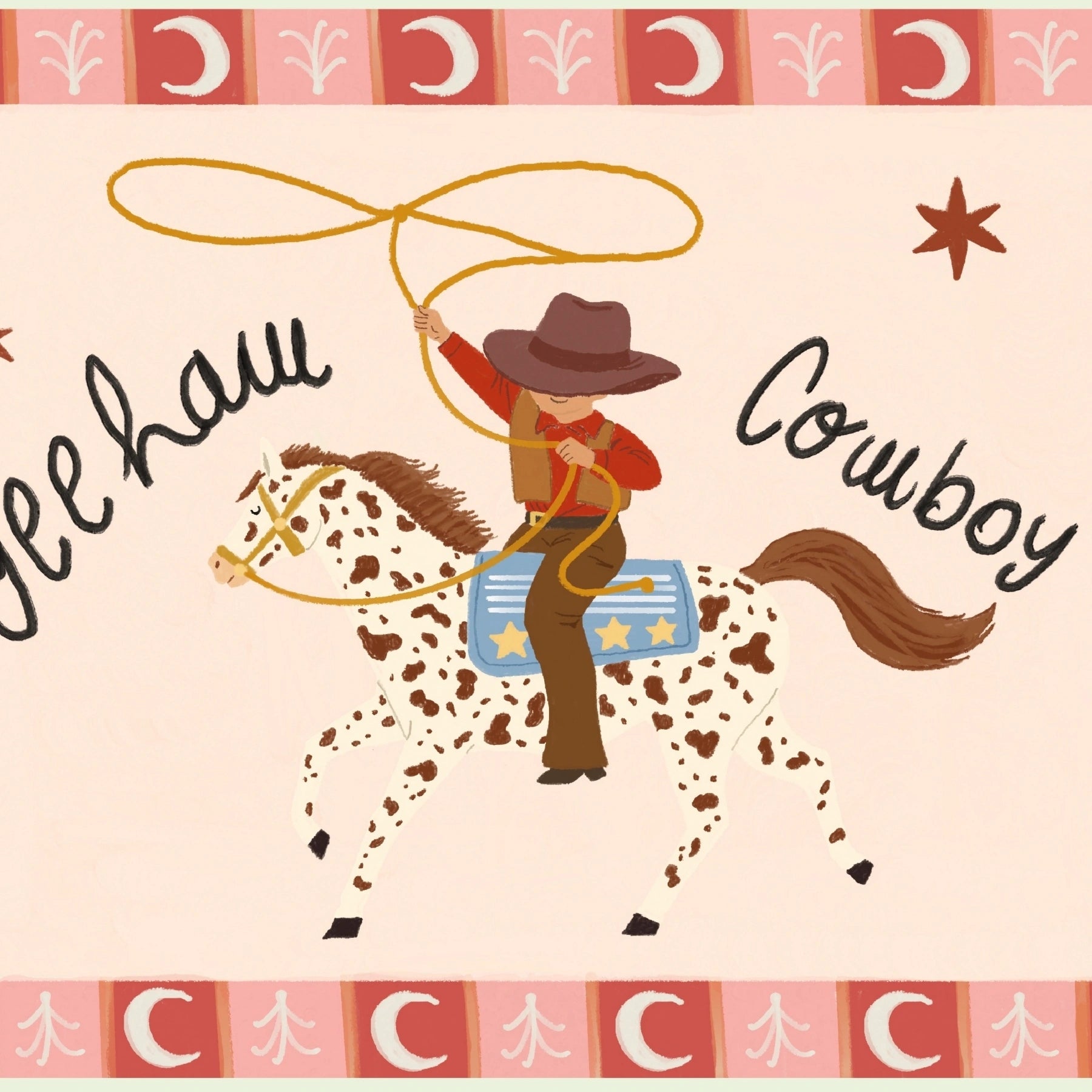 Stampa da parete per cameretta cowboy con scritta “Yeehaw”