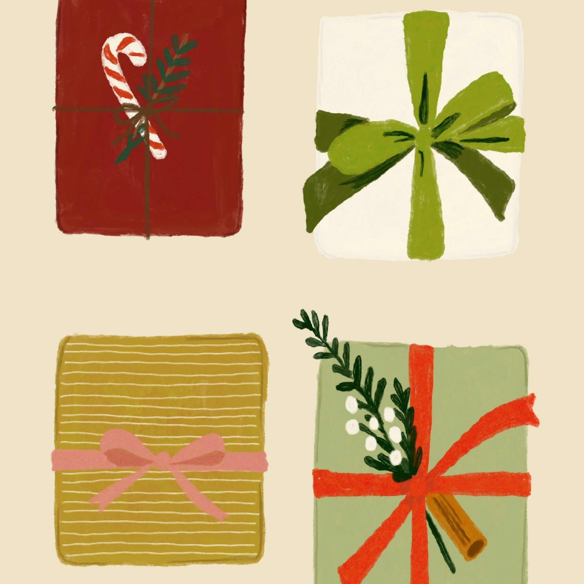 Stampa natalizia con vischio