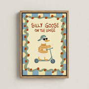 Silly Goose on a Scooter – Nursery & Kids Canvas Wall Art