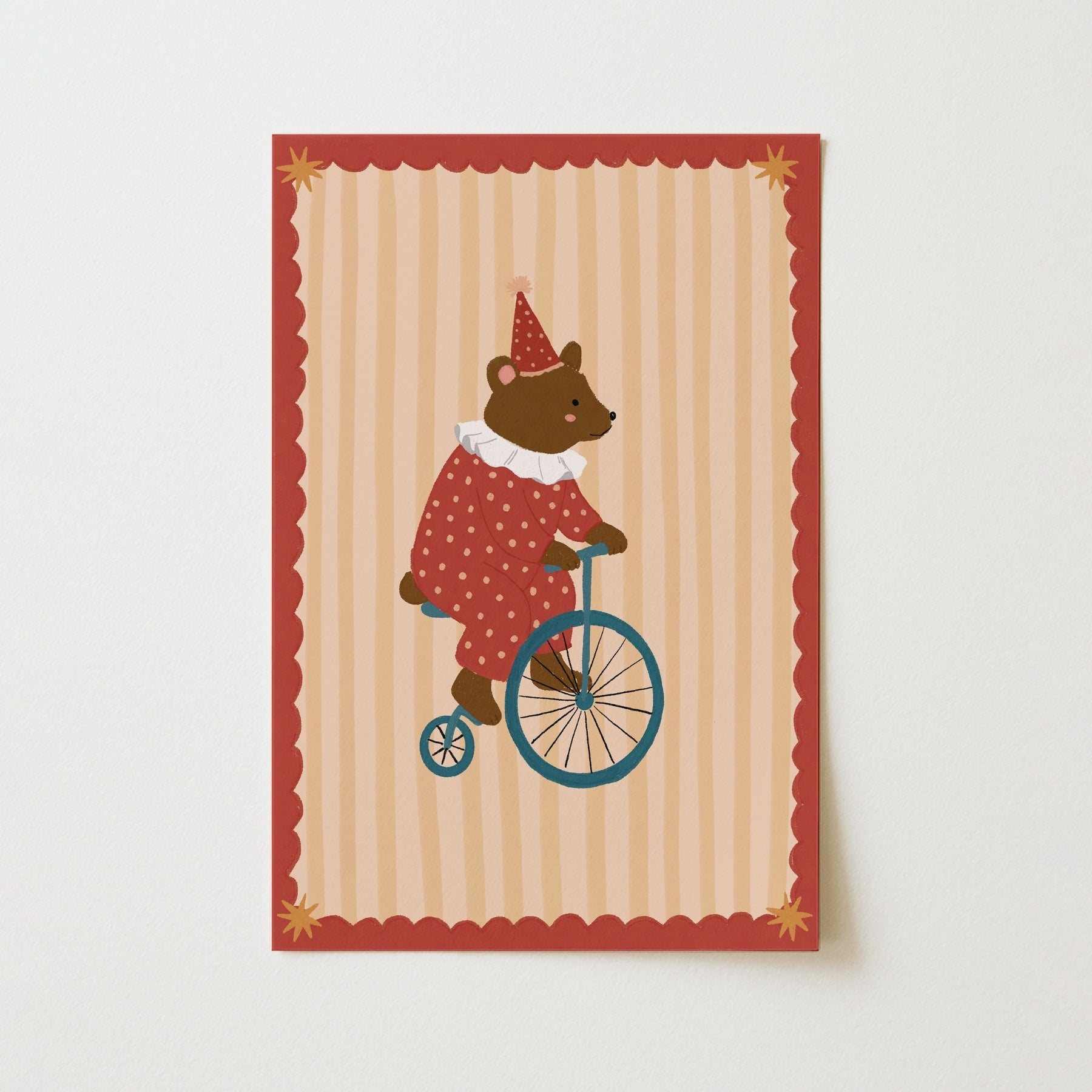 Lámina Vintage de Oso de Circo para Guardería