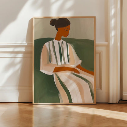 Tranquil Muse Wall Art – Minimalist Woman Portrait