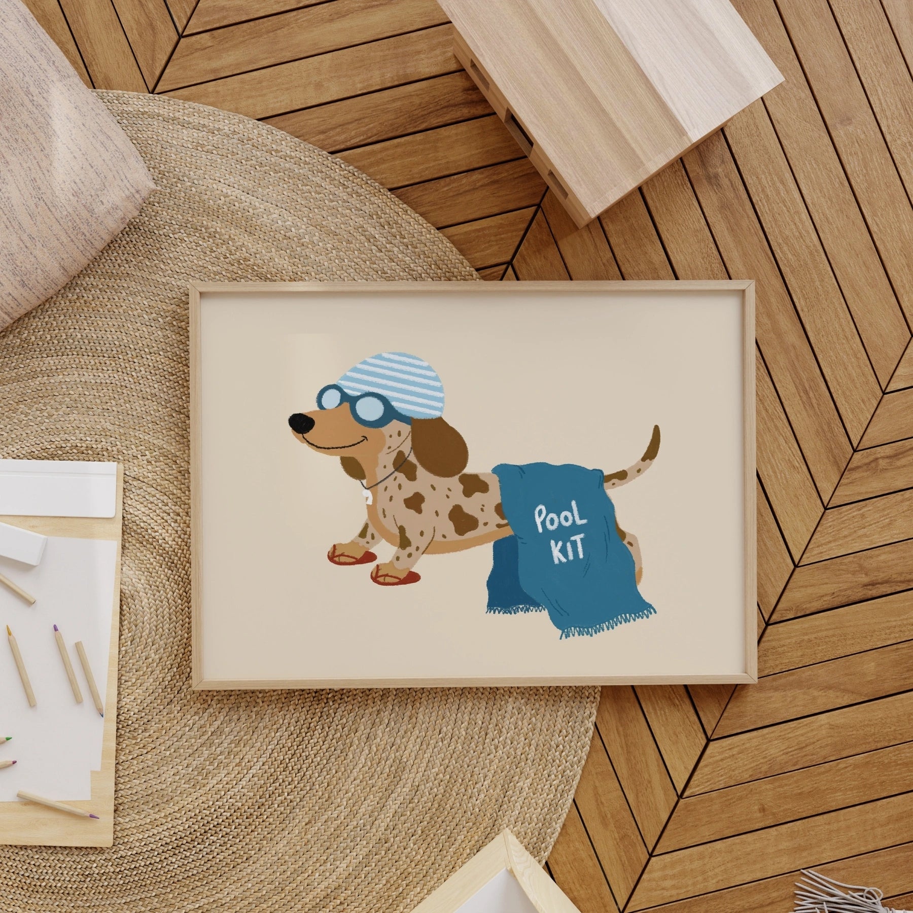Pool Kit Dachshund Nursery Print