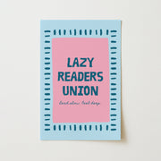 Lazy Readers Union Blue and Pink – Bookish Wall Art
