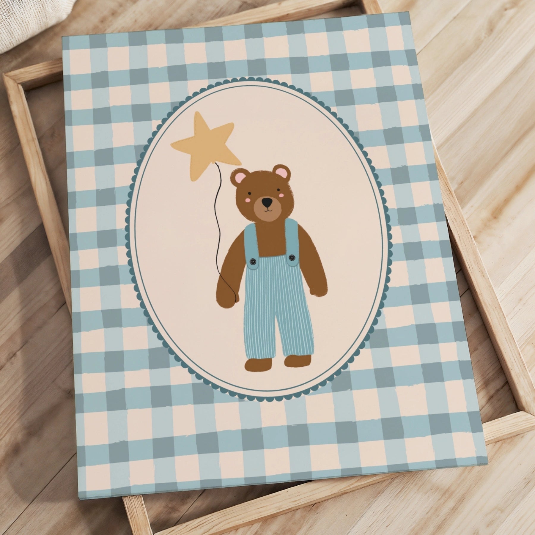 Stampa su tela con orsetto nella cameretta dei bambini 