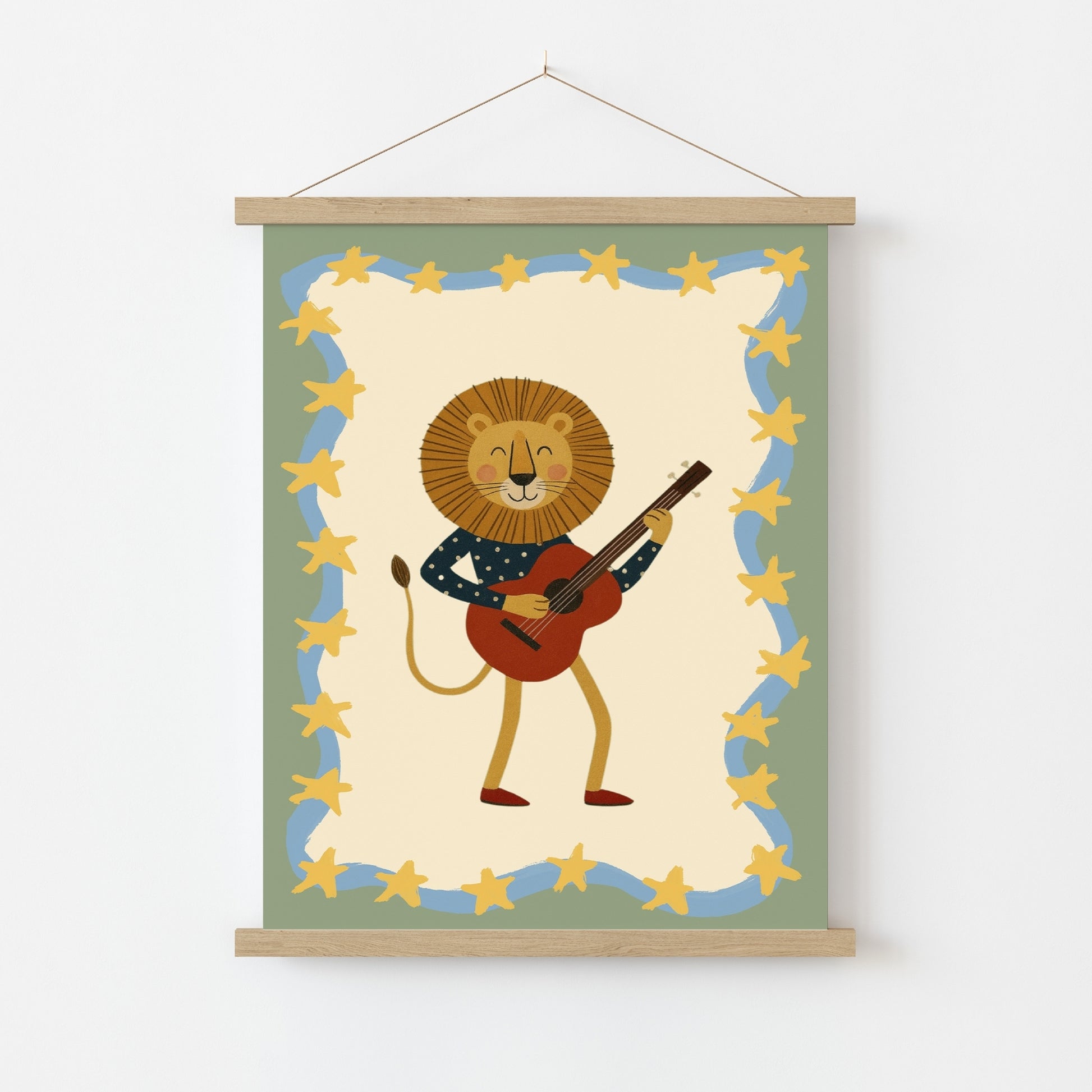 Lion Playing Guitar Nursery Print