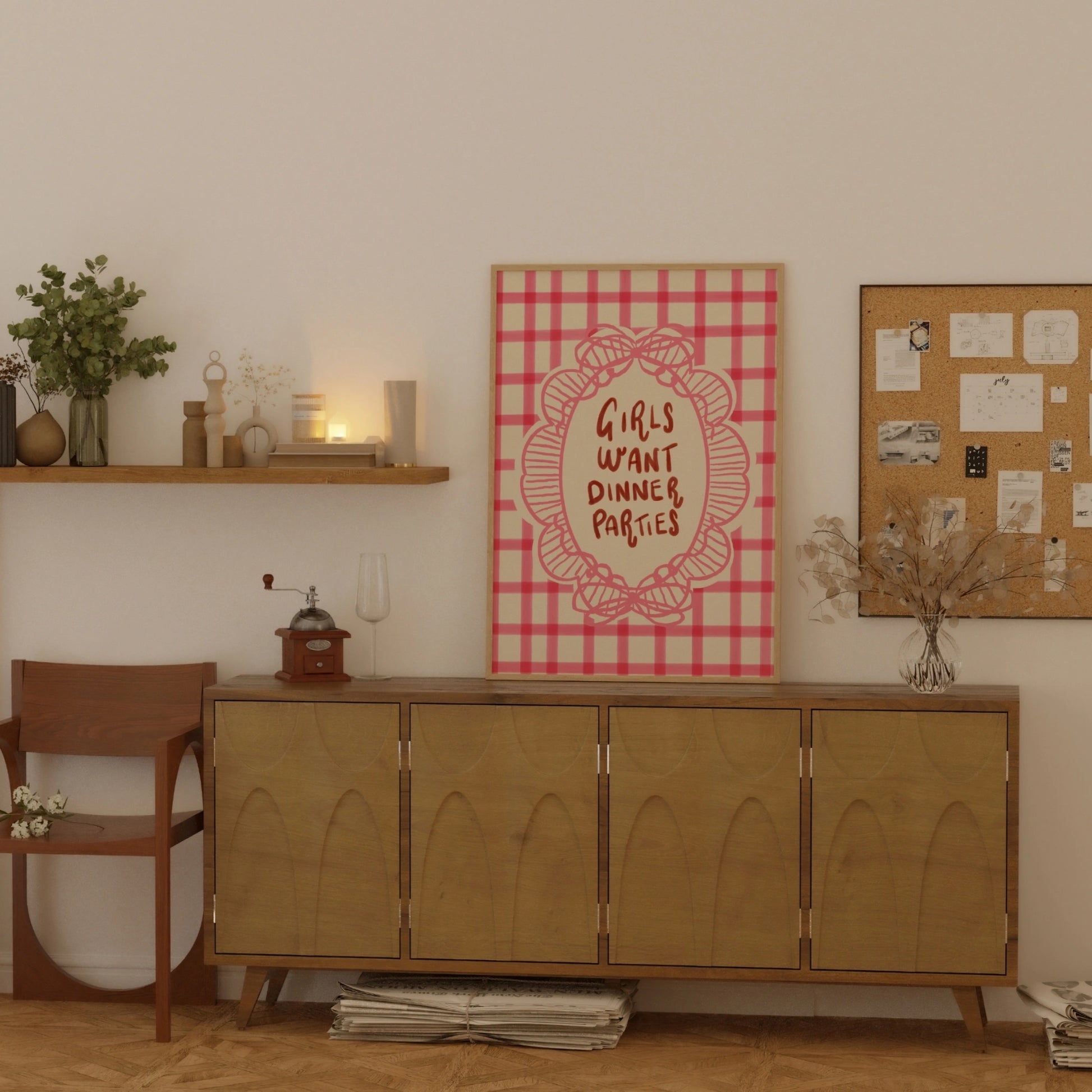 Decorazione murale per la tavola da pranzo italiana – Stampa di pasta, vino e cucina