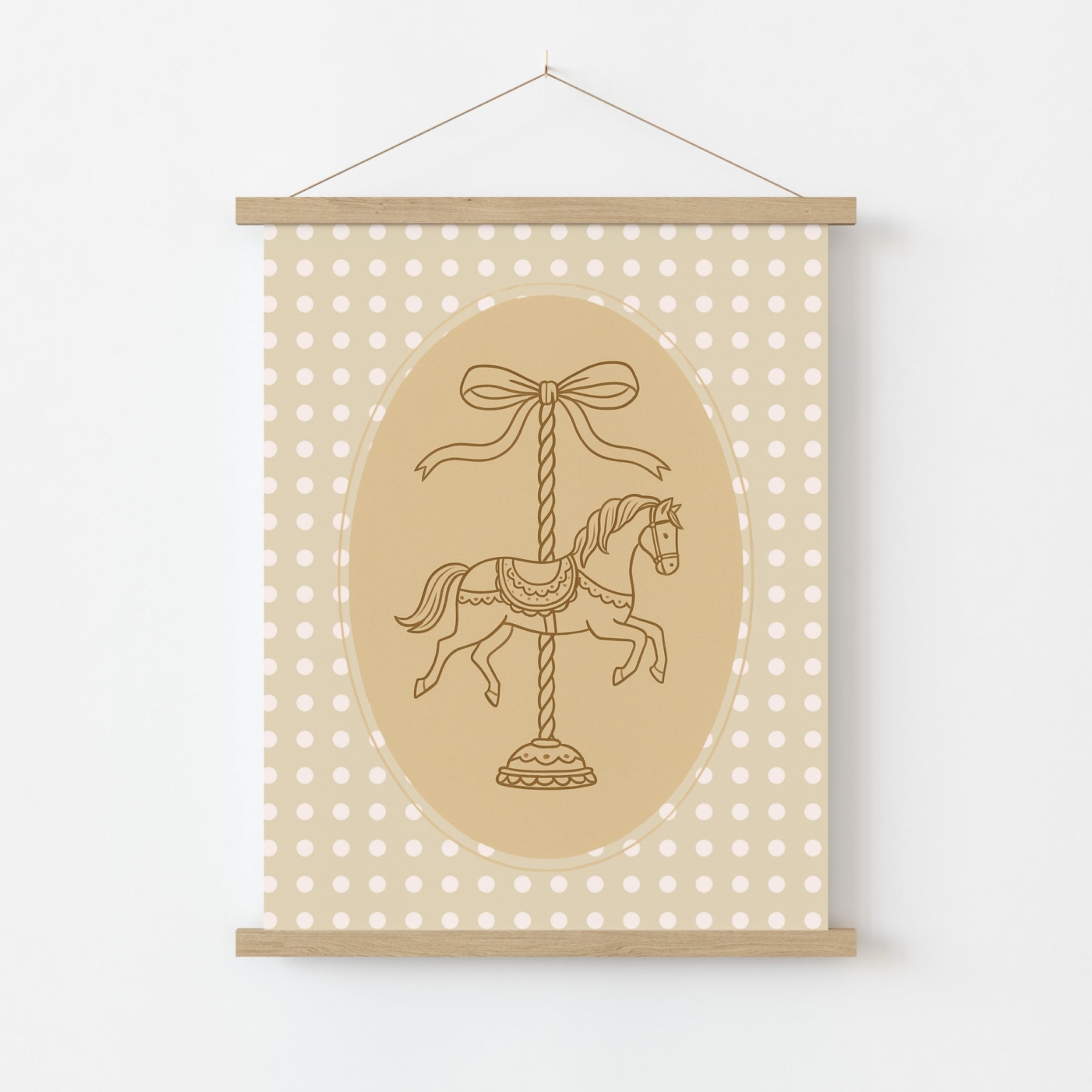 Rocking Horse Nursery Print - Cute Carousel Wall Art for Kids