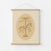 Rocking Horse Nursery Print - Cute Carousel Wall Art for Kids