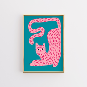 Curvy Pink Cat - Poster costiero