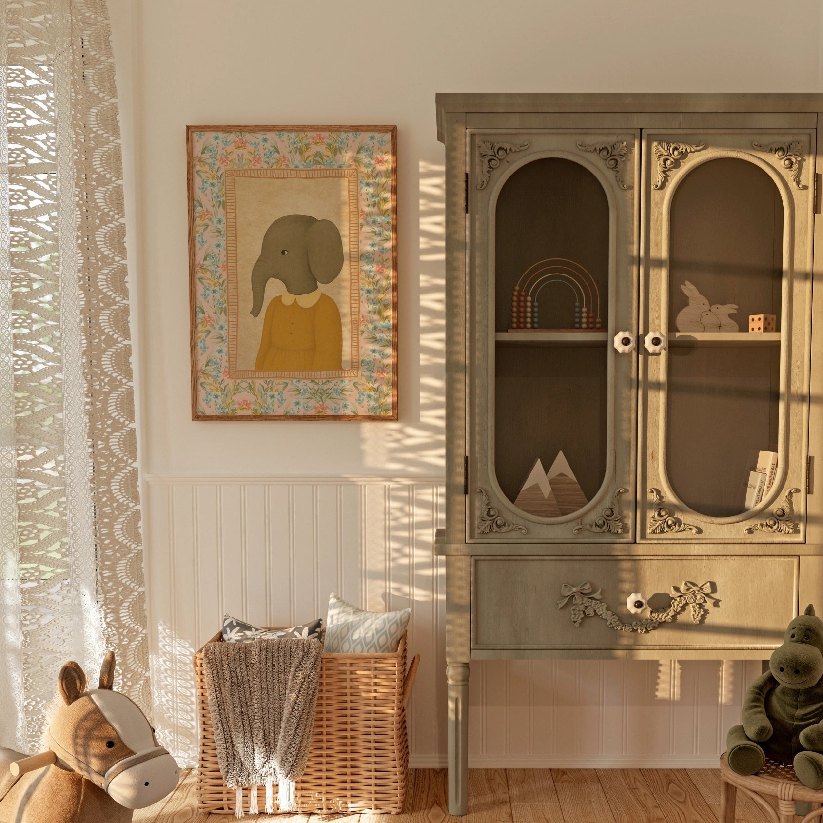 Arte murale con animali retrò