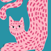 Curvy Pink Cat - Poster costiero