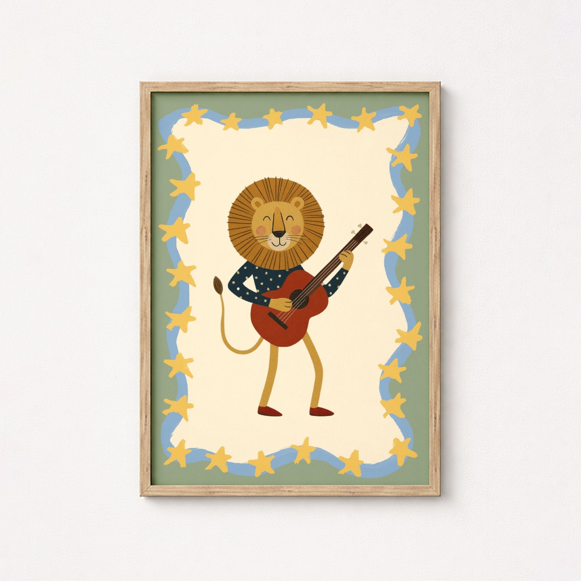 Lion Playing Guitar Nursery Print