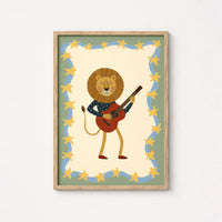 Lion Playing Guitar Nursery Print