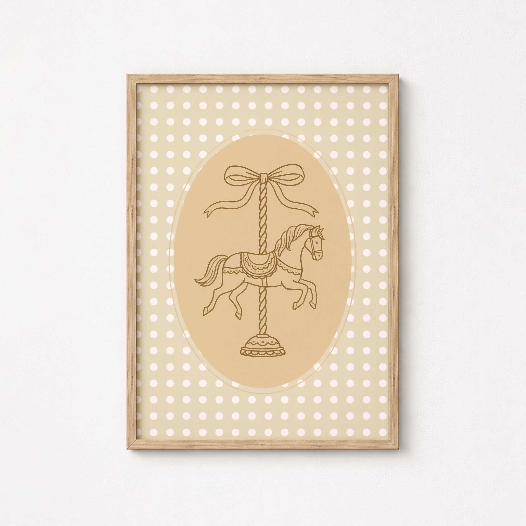 Rocking Horse Nursery Print - Cute Carousel Wall Art for Kids