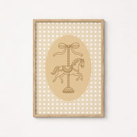 Rocking Horse Nursery Print - Cute Carousel Wall Art for Kids