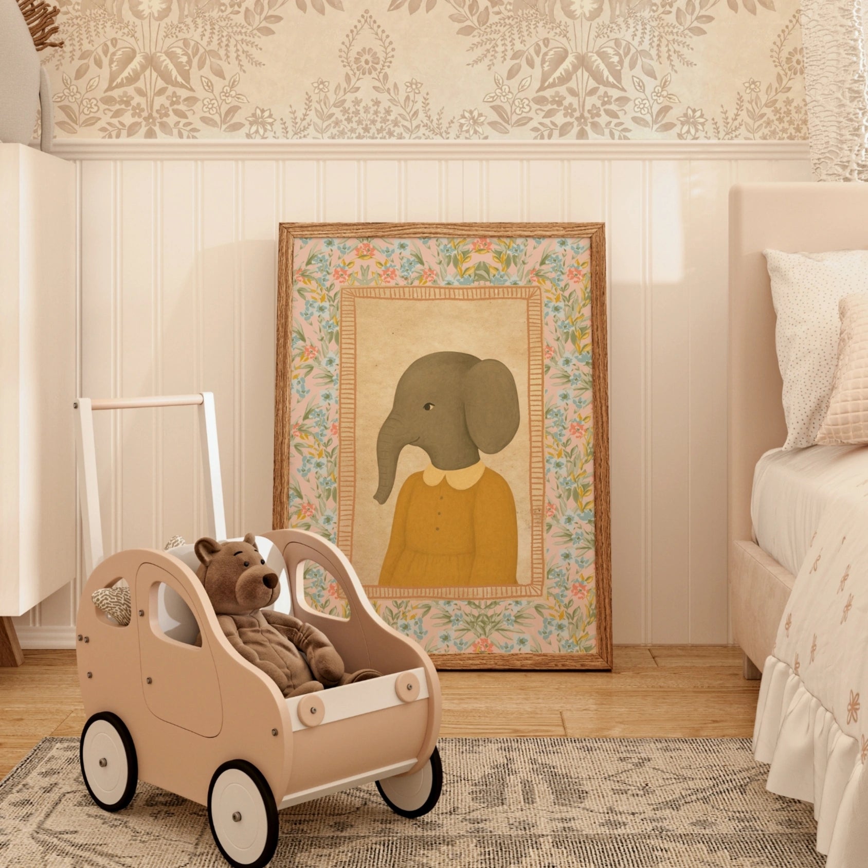 Arte murale con animali retrò