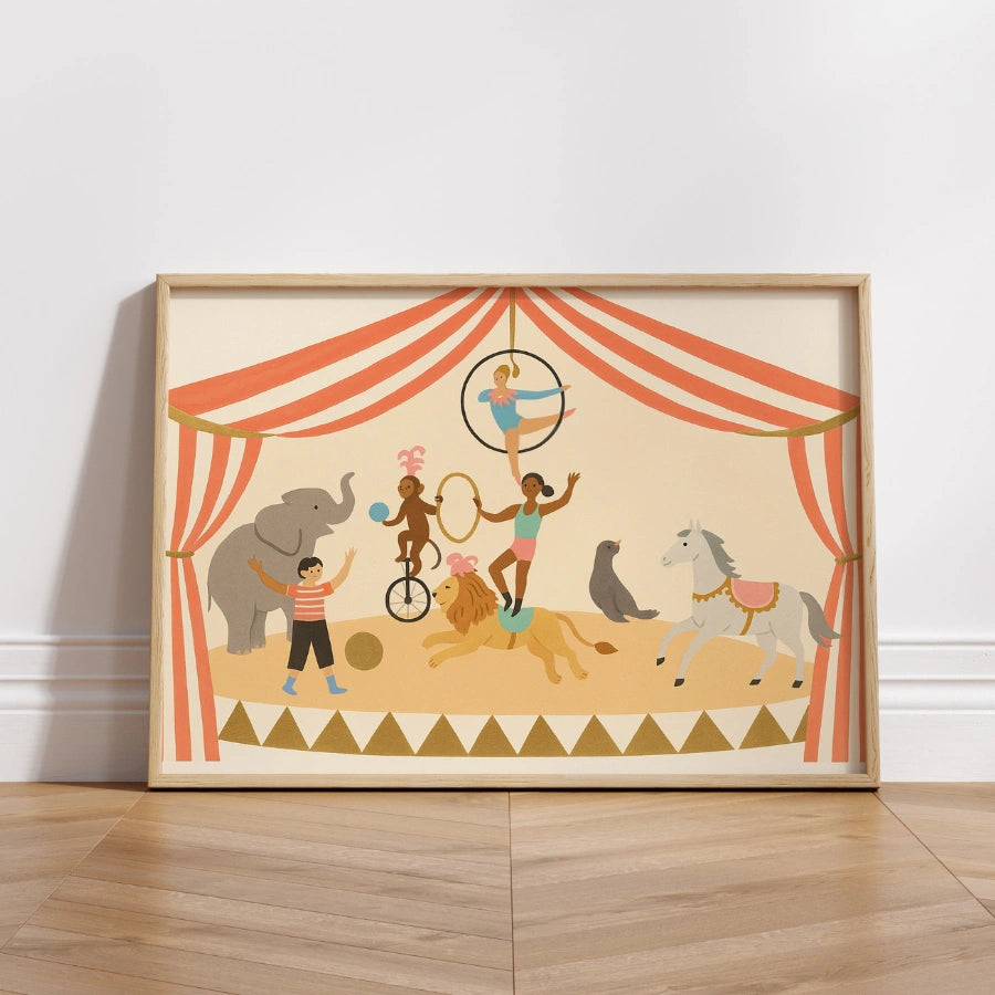 Circus Nursery Print - Colorful Carnival Wall Art for Kids