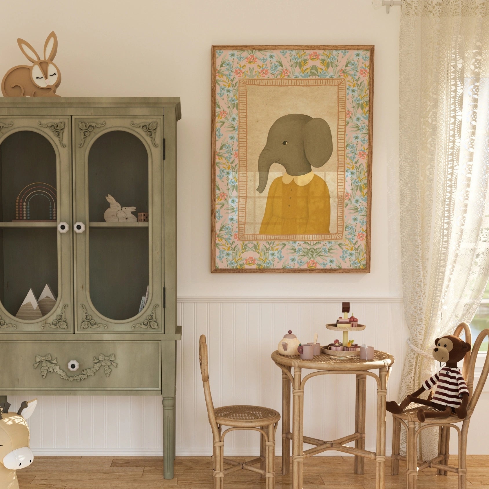 Arte murale con animali retrò