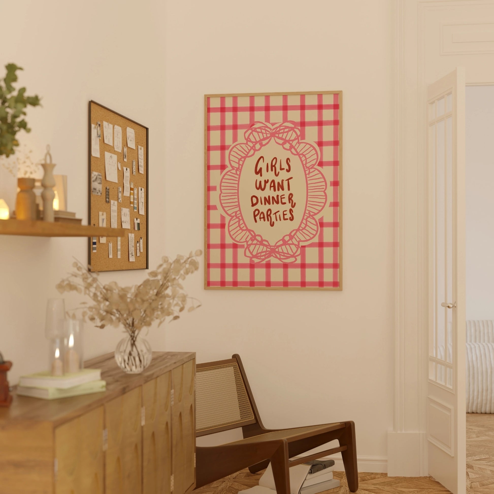 Decorazione murale per la tavola da pranzo italiana – Stampa di pasta, vino e cucina