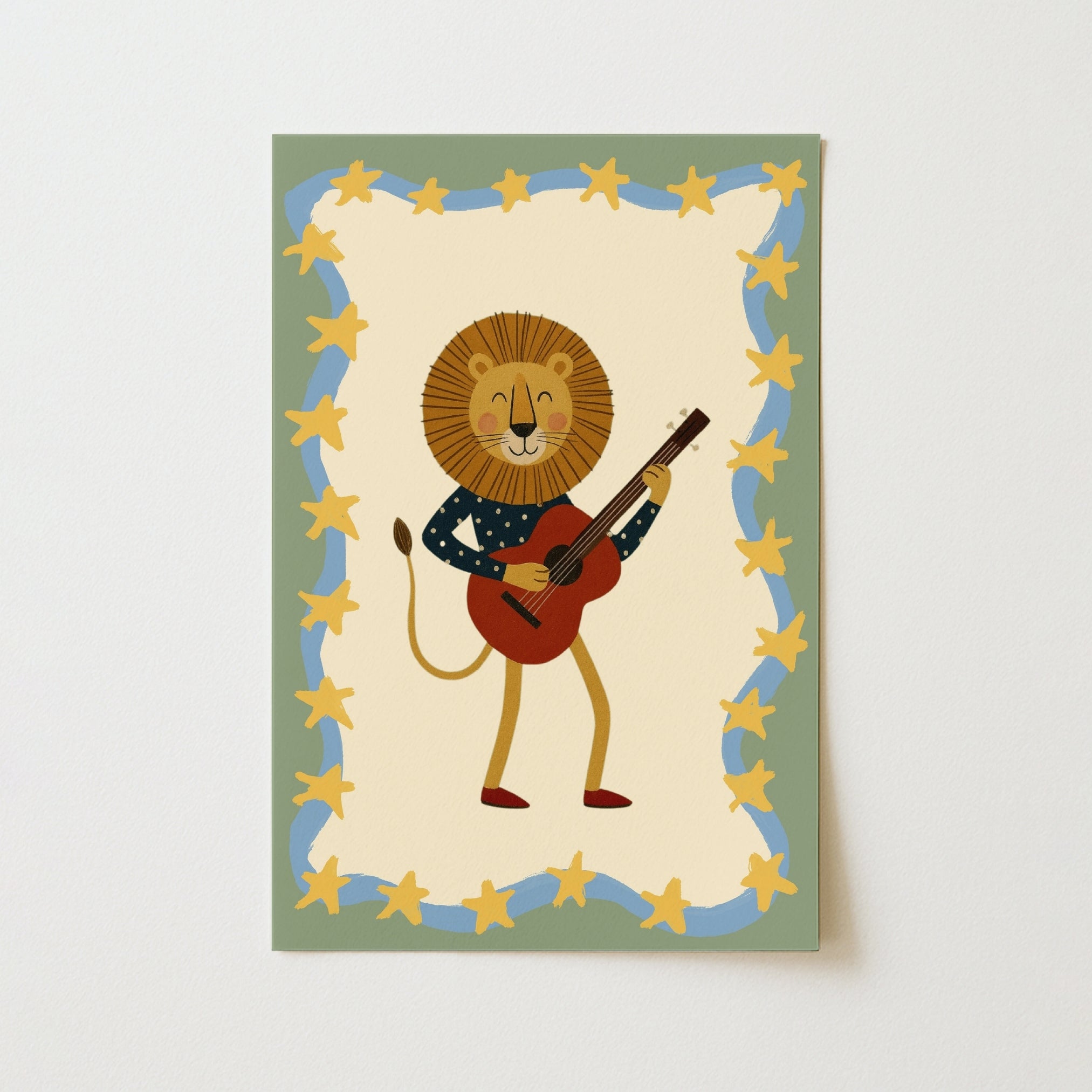 Lion Playing Guitar Nursery Print