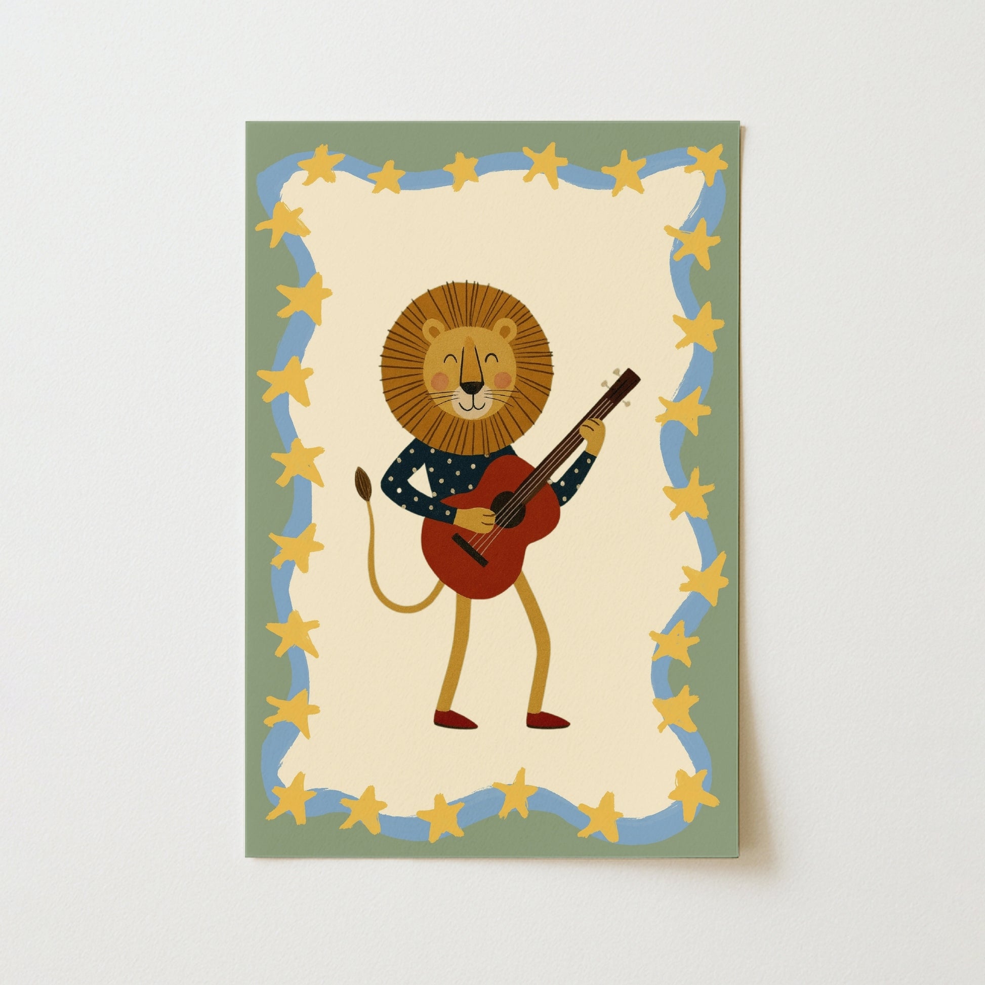 Lion Playing Guitar Nursery Print