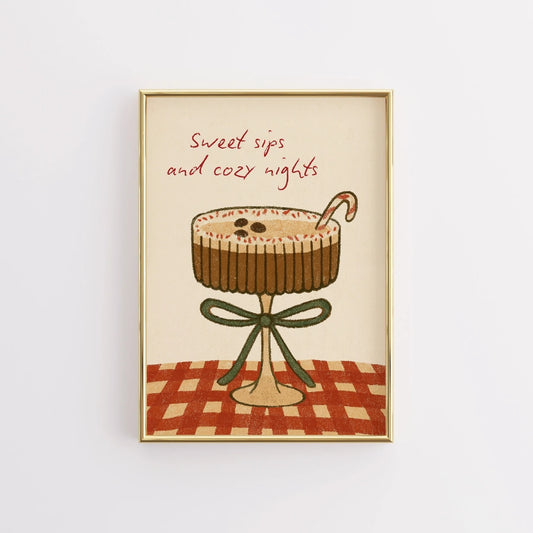 Sweet Sips Wall Art – Cozy Hot Cocoa Christmas Print