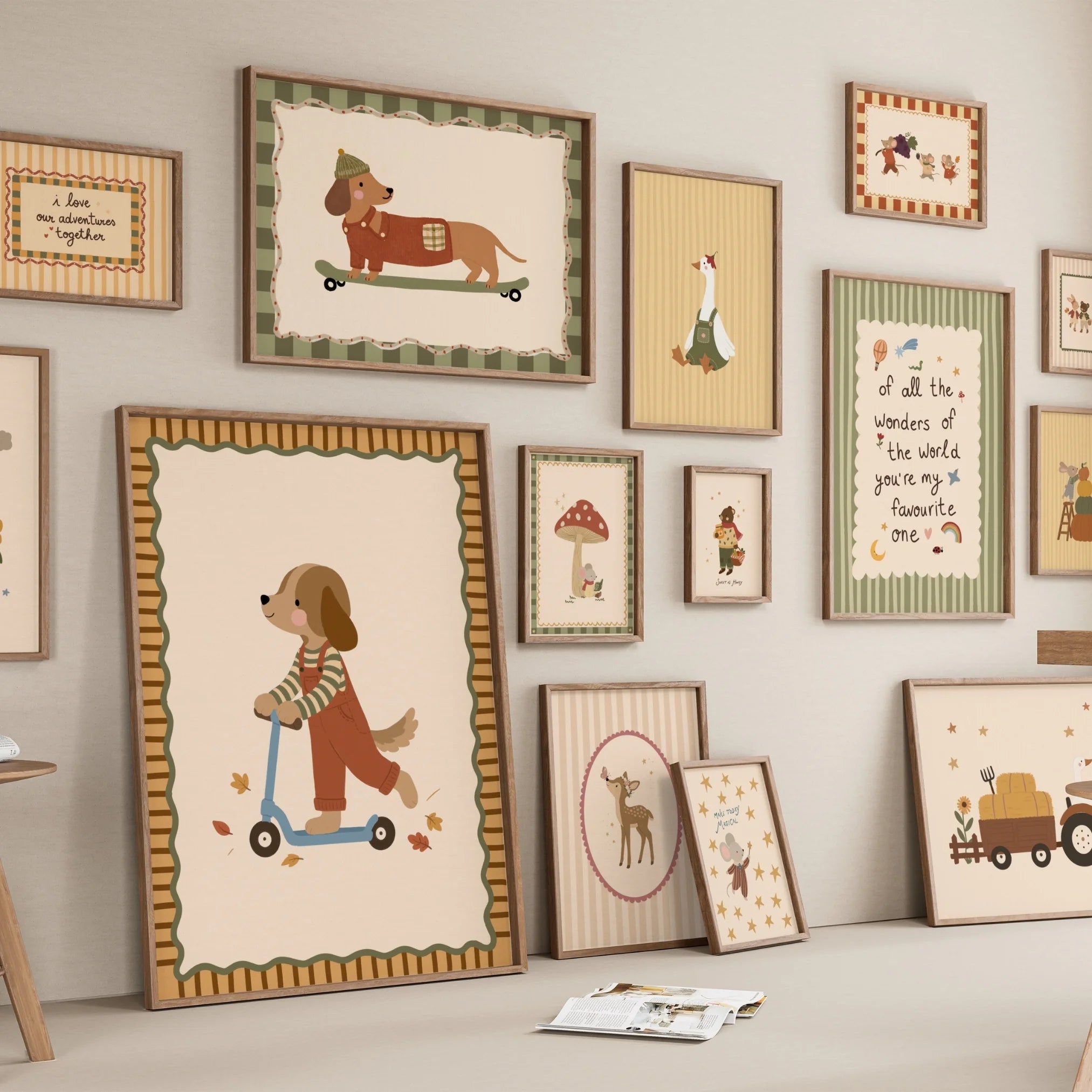 Fattoria e bosco – Set per la cameretta – 16 illustrazioni da stampare