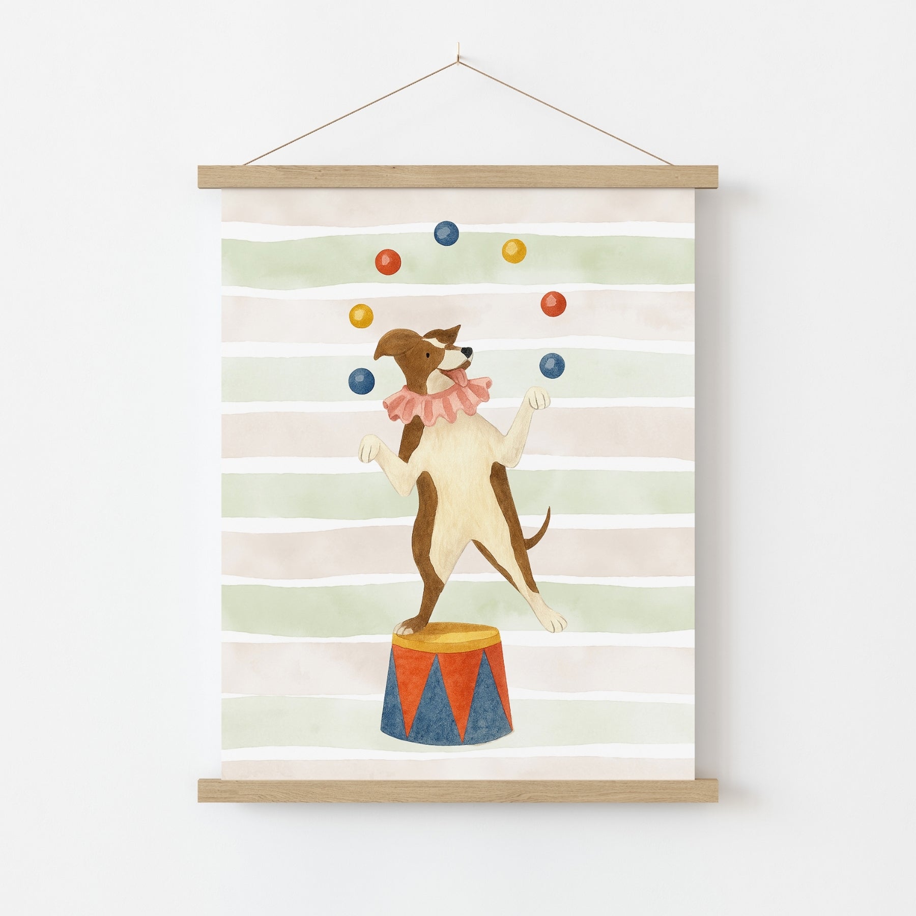 Circus Dog Nursery Print - Cute Juggler Wall Art for Kids