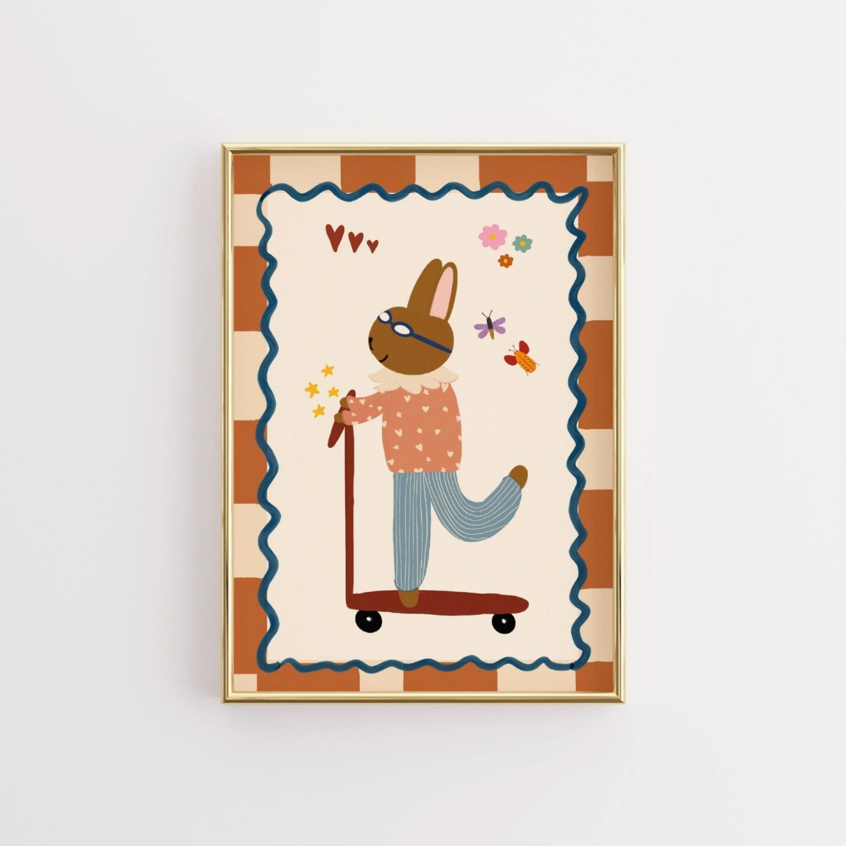Stampa per cameretta dei bambini "Coniglietto vintage su scooter"