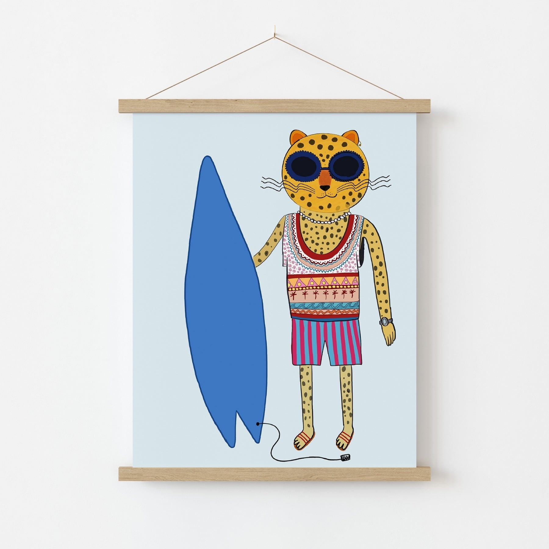 Surfer Cheetah Wall Art – Funky Maximalist Animal Print