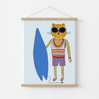 Surfer Cheetah Wall Art – Funky Maximalist Animal Print