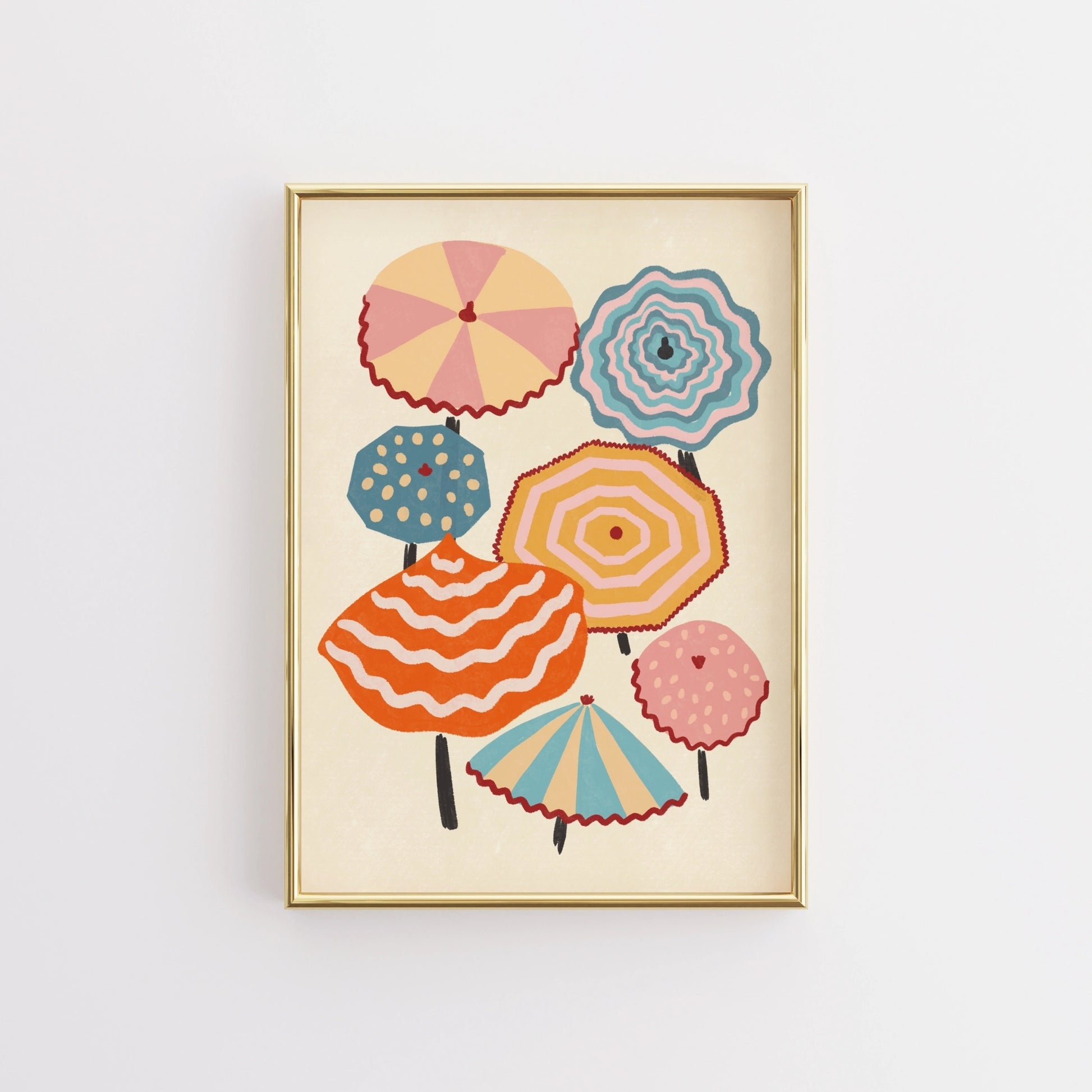 Colorful Beach Umbrella Wall Art, Coastal Wall Decor