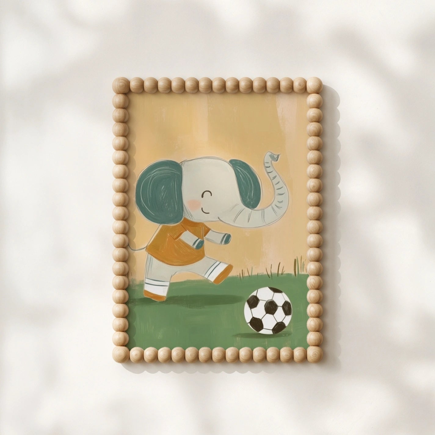 Soccer Elephant Wall Art – Football Nursery Print