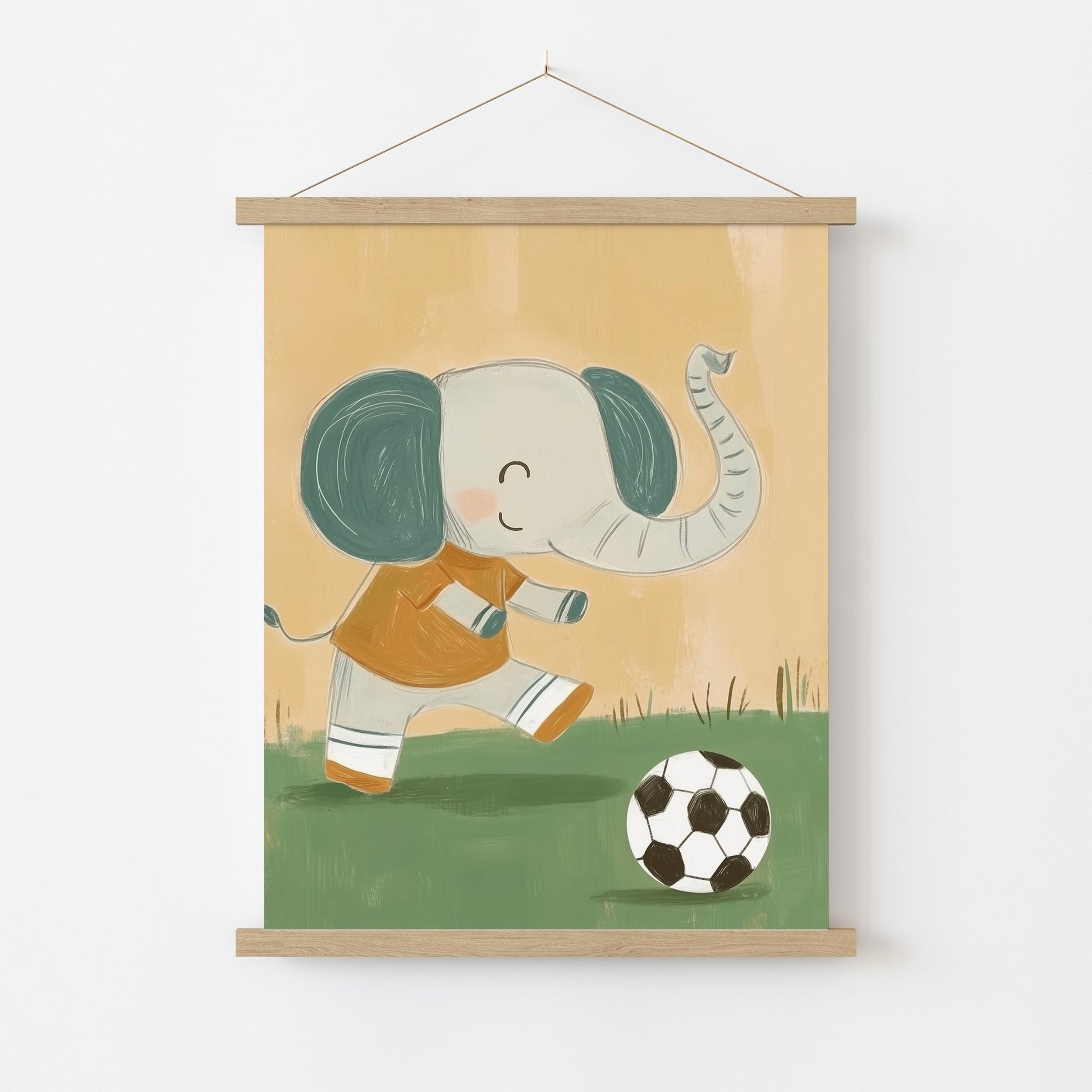Lámina de Elefante Futbolista – Lámina de Fútbol para Cuarto Infantil