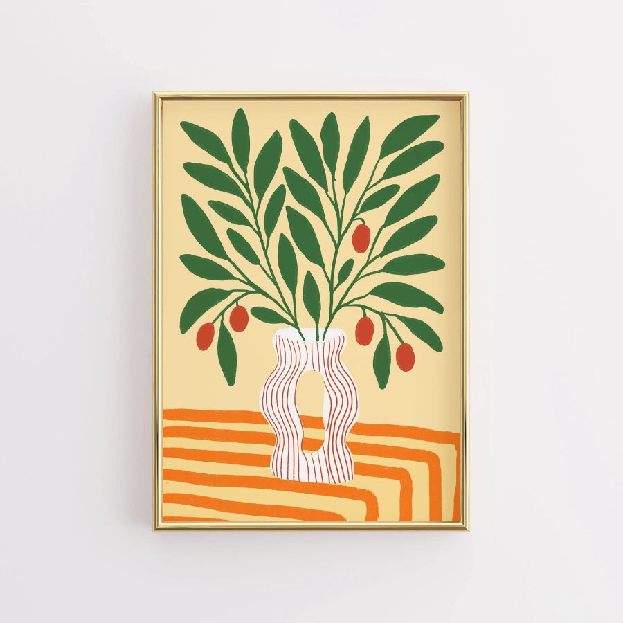 Olive Branch Boho Wall Art – Bohemian Aesthetic Print