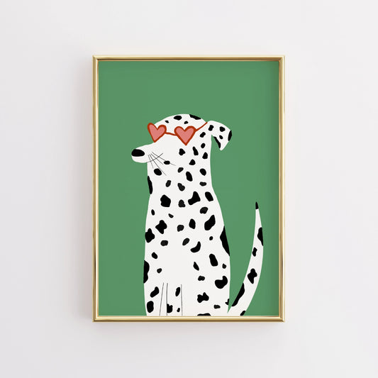 Dalmatian with Heart Glasses – Fun Dog Print for Kids Room