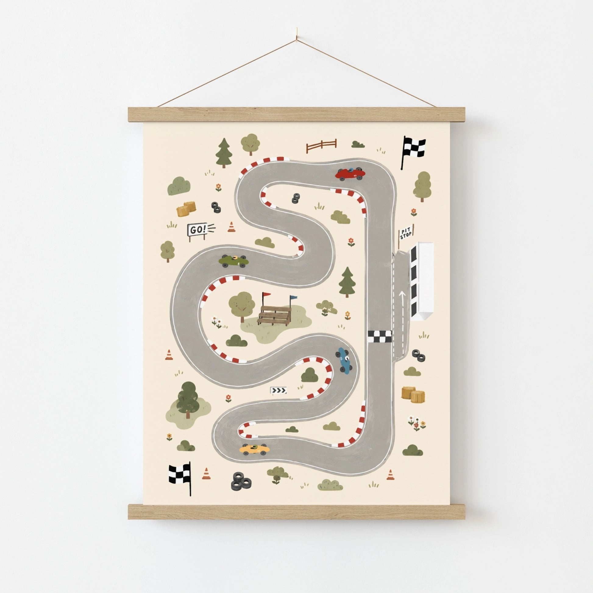 Race Car Track Nursery Print