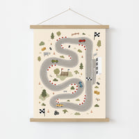 Race Car Track Nursery Print